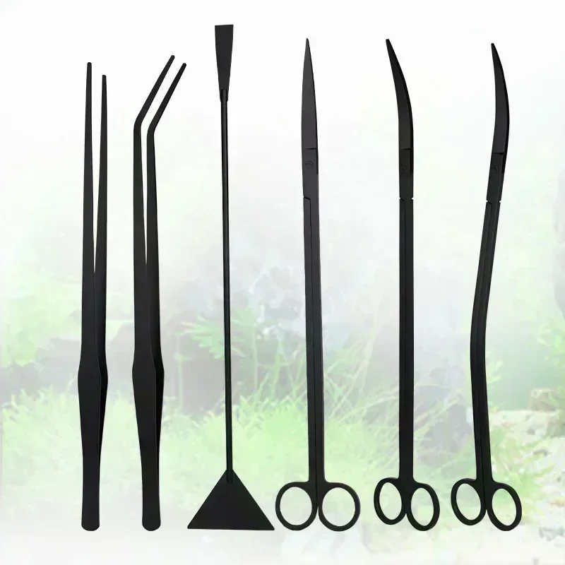 Planted Aquarium Maintenance Kit - 35 センチメートルオーバーレングス大型水草トリマーステンレス鋼はさみピンセット水槽風景ストレート曲線はさみ