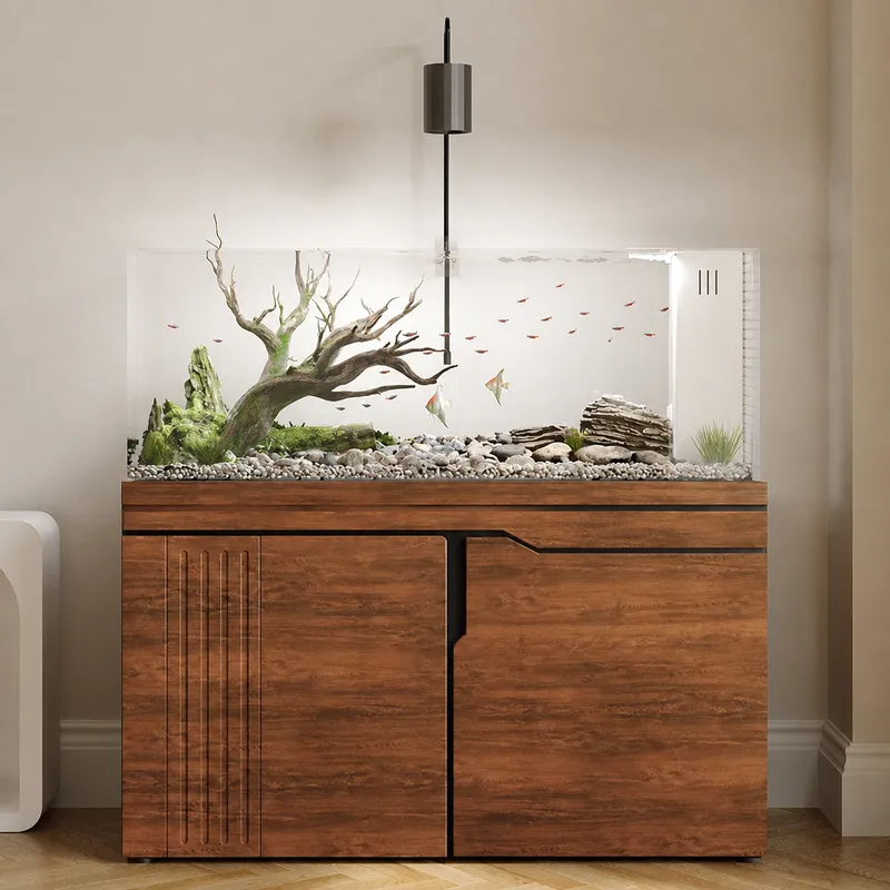 Aquarium Planted Tank Filter - 大型超白ガラス水槽、リビングルームの水槽造園、水生植物、蘭寿魚用の底部フィルター付き