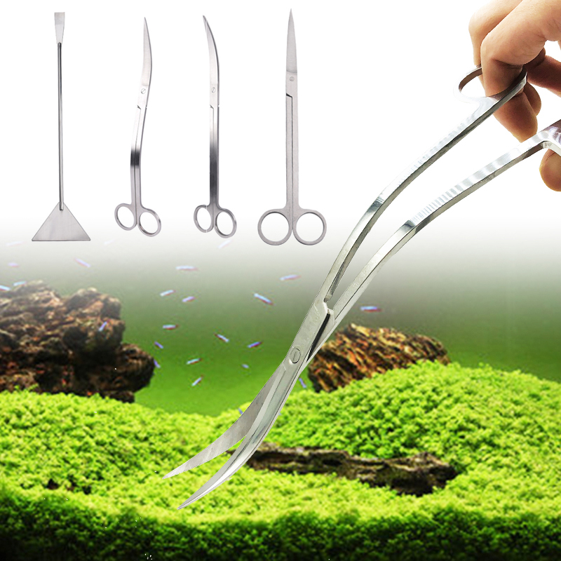 Planted Aquarium Maintenance Kit - 水族館アクセサリーハードステンレス鋼水族館ツールはさみピンセット植物波はさみ水槽シャベルクリーナー用品