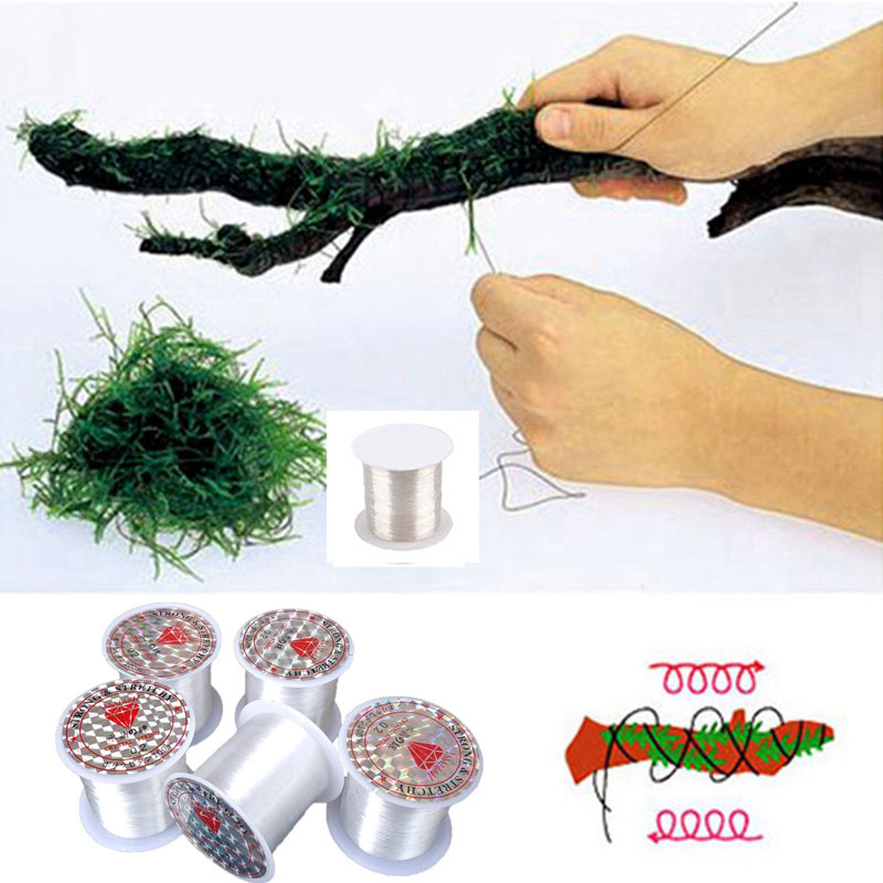 Aquarium Plant Echinodorus - 120 メートル DIY モスライン結合ライン超強力透明ナイロン水生草生きた植物流木ストリング水族館の装飾