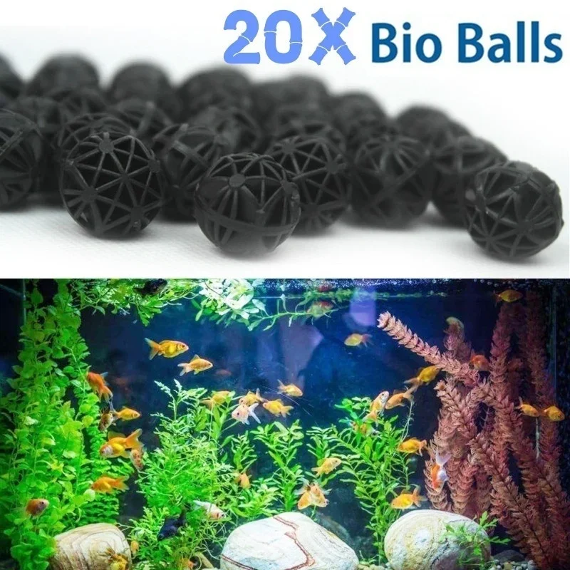 Aquarium Planted Tank Filter - 20 個 16 ミリメートル水族館バイオボールフィルターメディア海洋淡水魚タンク池生化学浄水濾過アクセサリー