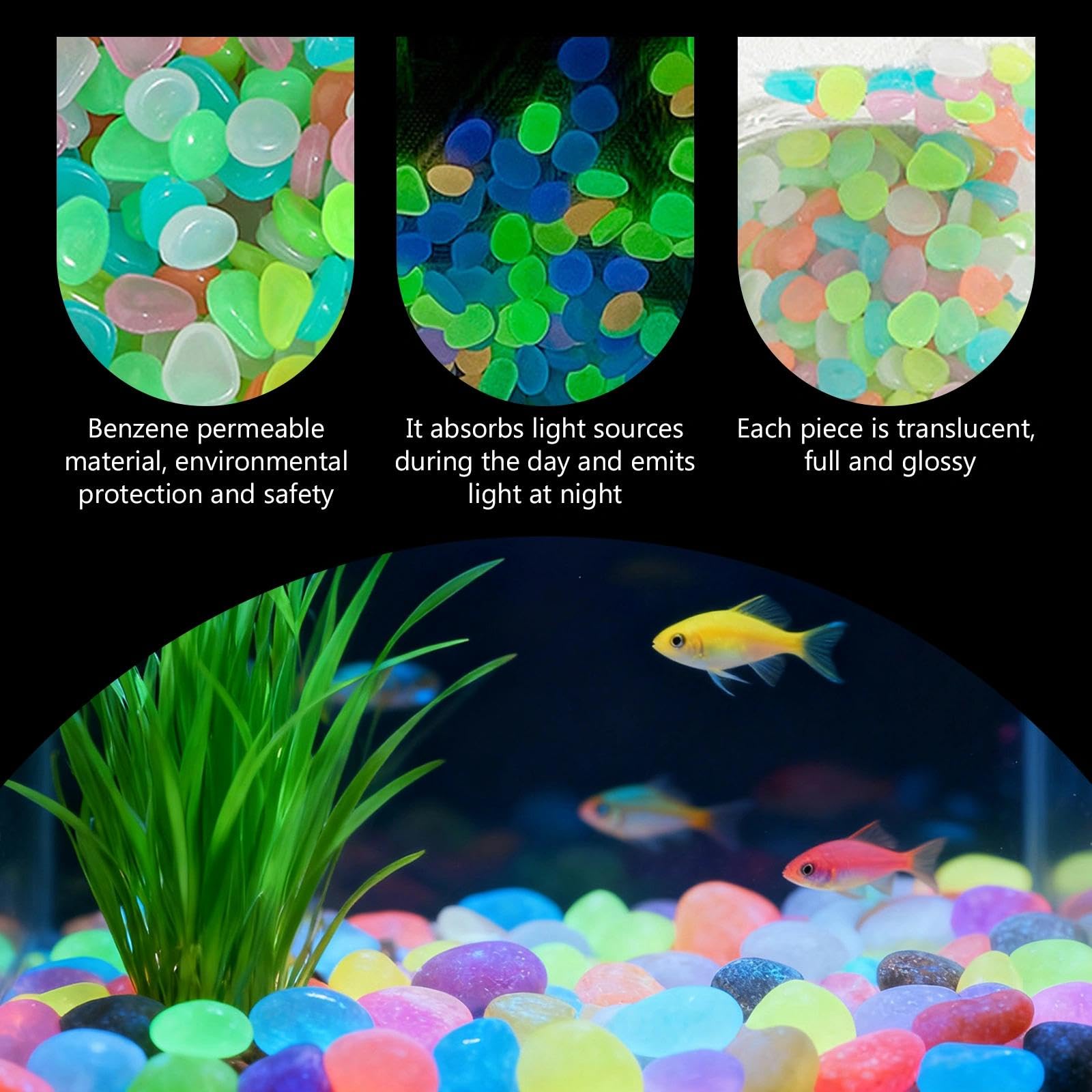 暗闇で光る鉢植え植物用小石 100個入り 樹脂製発光石 庭の - Aquarium Planted Plants のレビューと価格