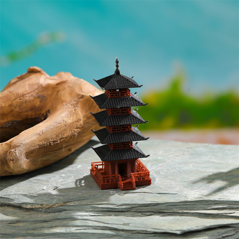 庭の水族館盆栽装飾ミニ塔像中国古代建物モデルパビリオン装飾シ - Aquarium Planted のレビューと価格