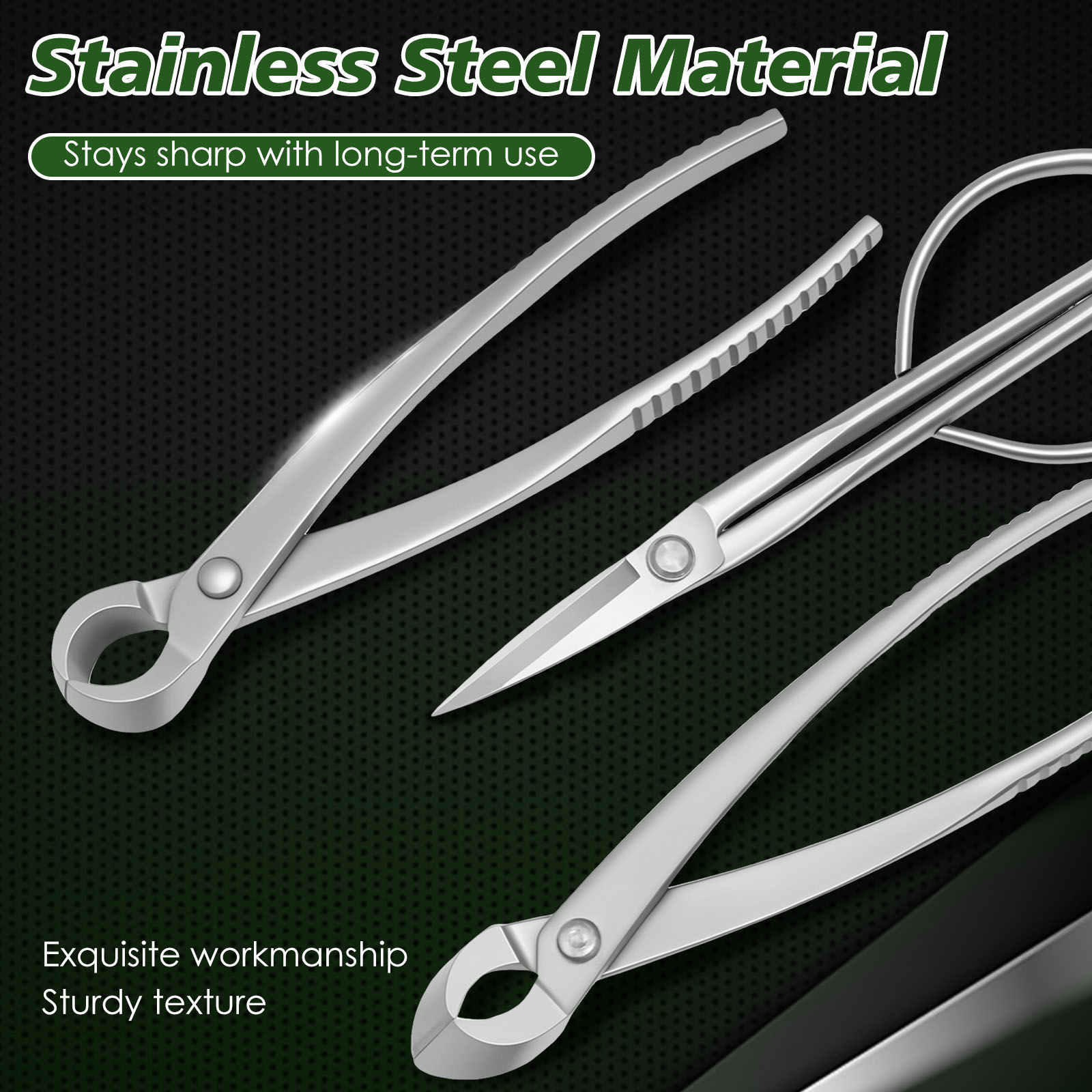 3個入り盆栽ツールセット、ノブカッター、凹型カッター、葉切り - Trimming Scissor Set のレビューと価格
